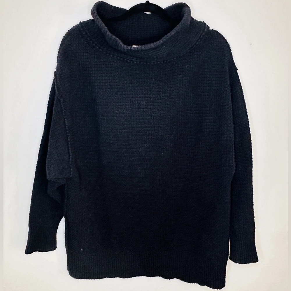 Free People Oversized Black Cowl Neck Sweater | Size XS